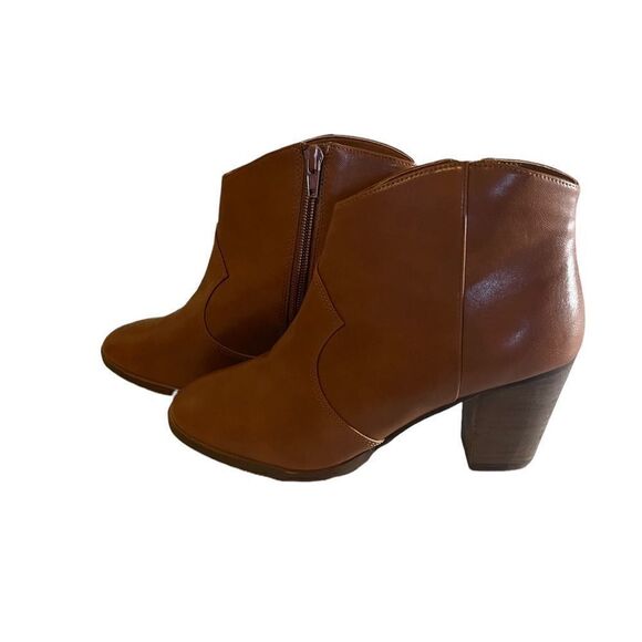 NWOT Bp Women's Boots Jett Cognac Brown Leather Ankle Boots Block size 6M - Picture 2 of 9